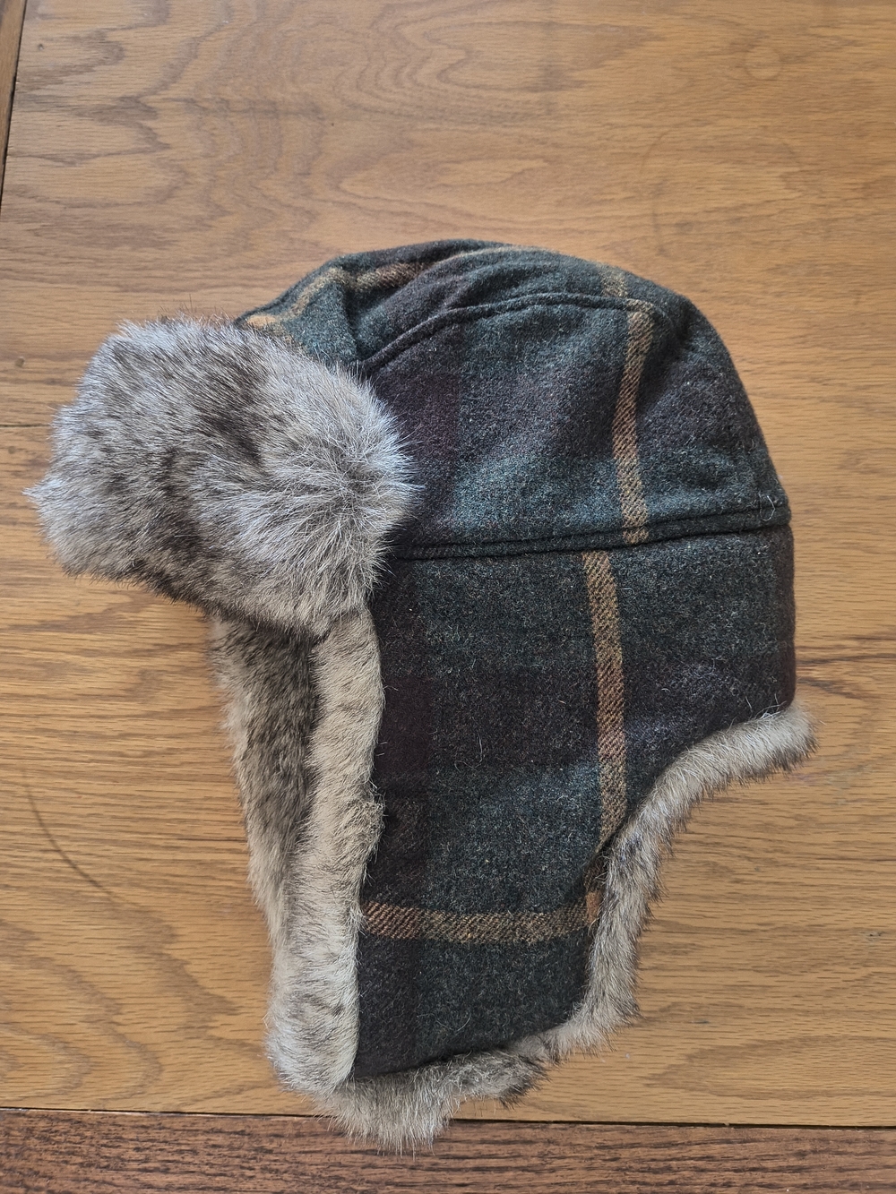 Woolrich Plaid Trapper Hat in Green & Brown